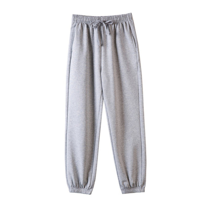 Damen weite hochgeschnittene Sweatpants mit elastischem Bund Kordelzug und gerippten Knöchelbündchen – Avérine