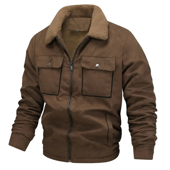 Herren nan sherpagefütterte Workerjacke in Wildlederoptik mit Klappbrusttaschen und Reißverschluss Echo Archiv