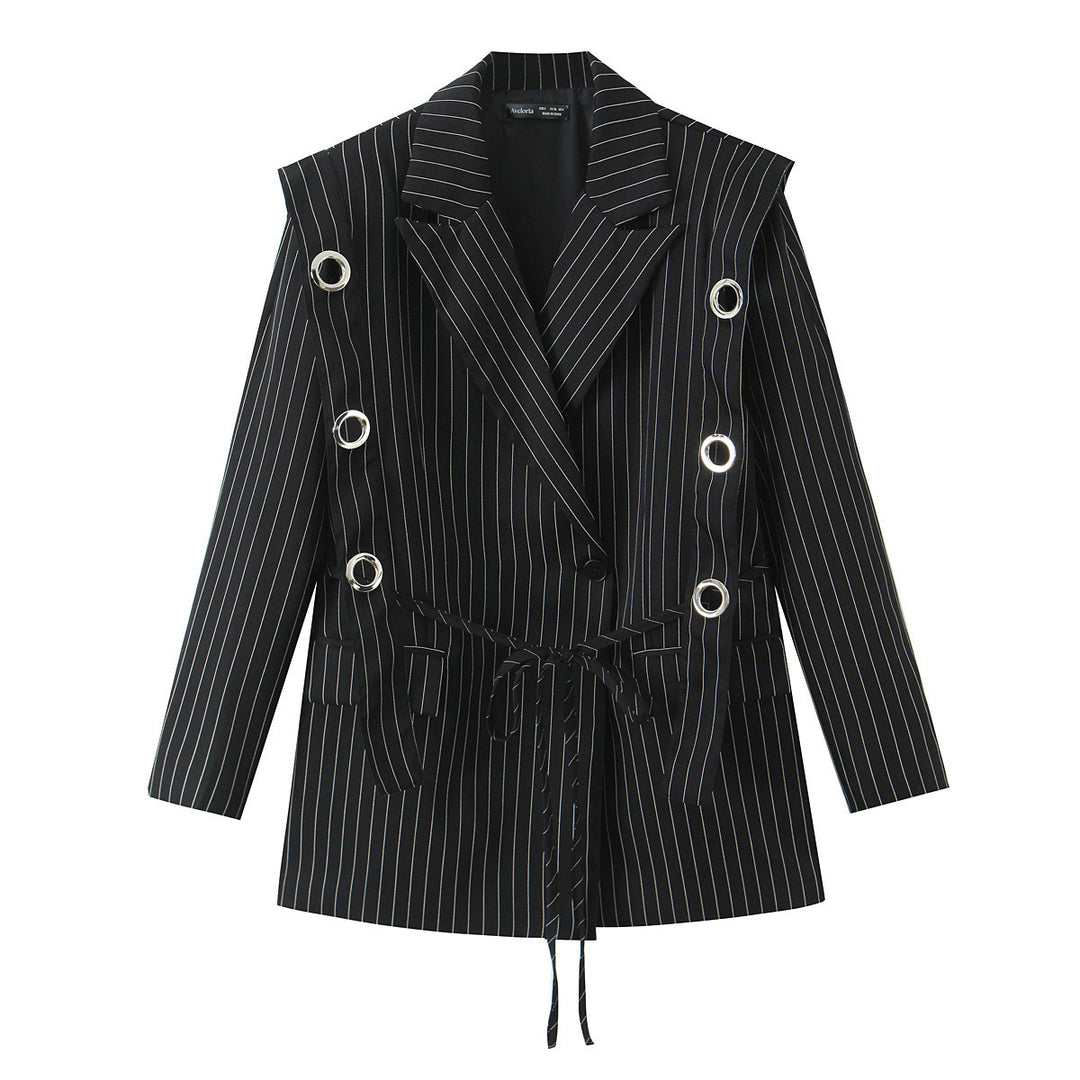 Damen Nadelstreifen-Blazer mit Ösenapplikation und Kordelzug Echo Archiv