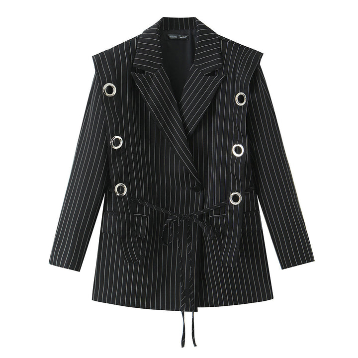 Damen Nadelstreifen-Blazer mit Ösenapplikation und Kordelzug Echo Archiv