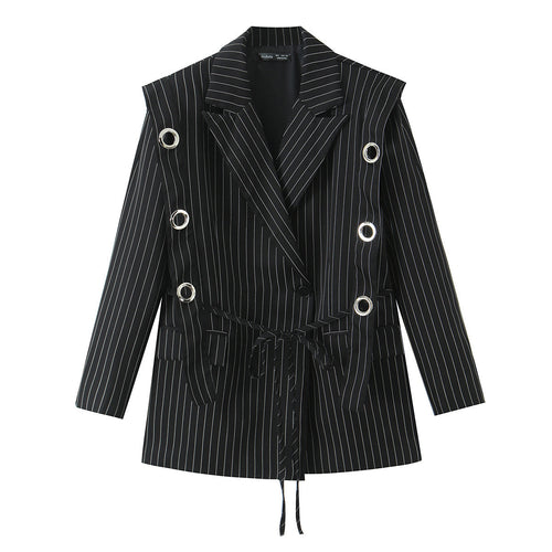 Damen Nadelstreifen-Blazer mit Ösenapplikation und Kordelzug Echo Archiv
