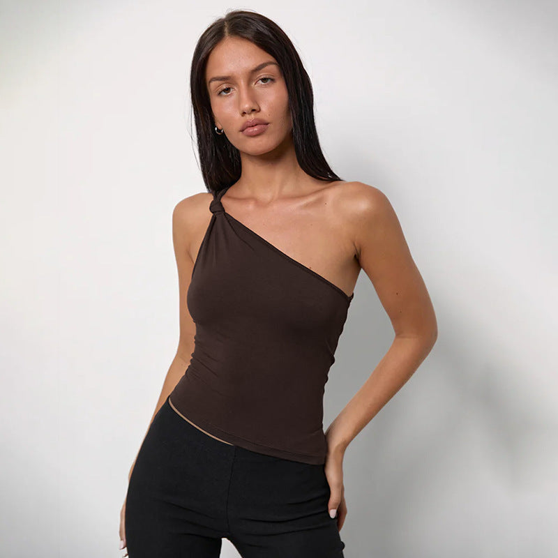Damen asymmetrisches Trägershirt mit Knotendetail Echo Archiv