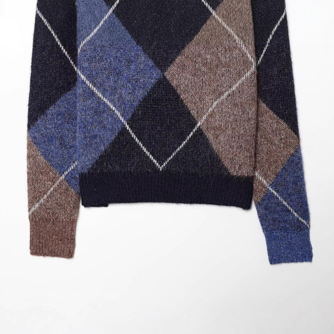 Damen Argyle‑Strickpullover mit kastigem Cropped‑Schnitt Echoarchiv