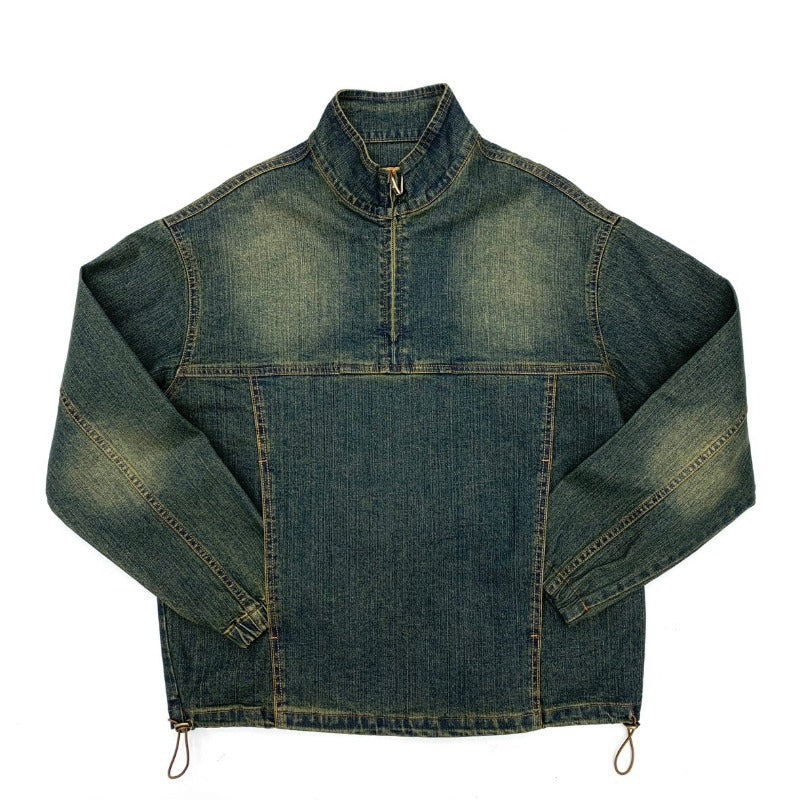 Herren Sportliche Jeansjacke mit Hohem Kragen Echo Archive