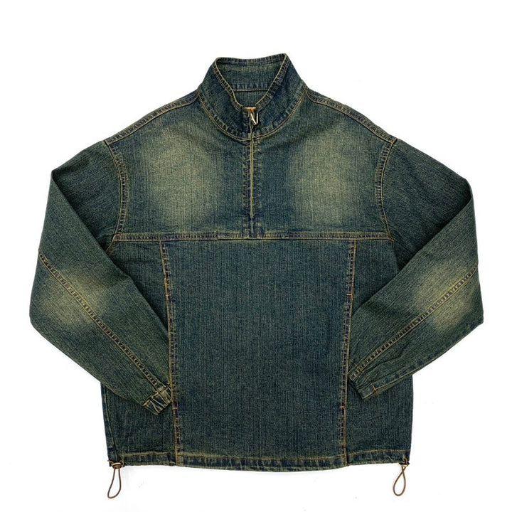 Herren Sportliche Jeansjacke mit Hohem Kragen Echo Archive