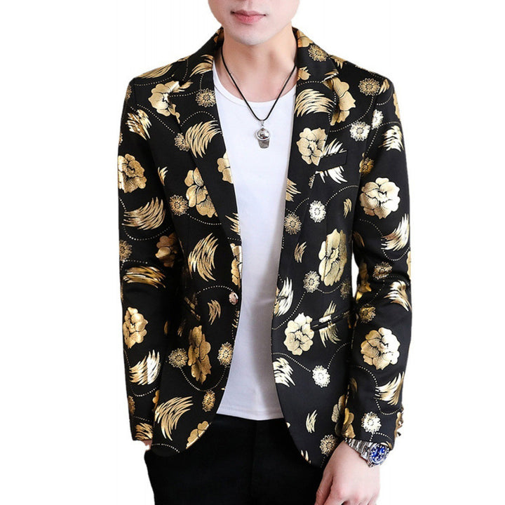 Herren Eleganter Blazer mit floralem Design und goldenen Akzenten Echoarchiv