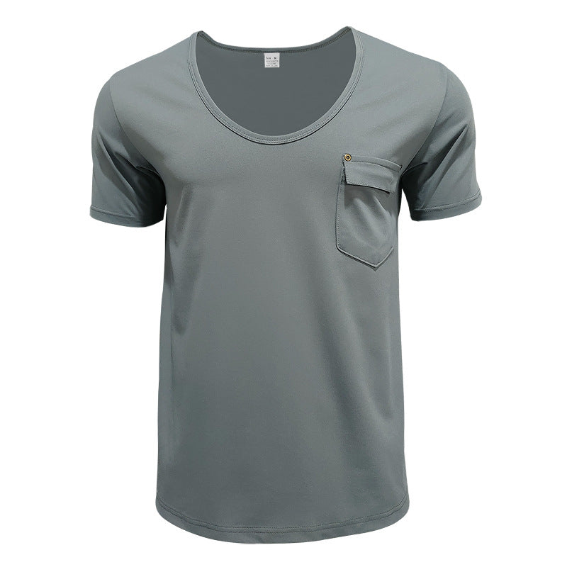 Herren hochwertiges V-Ausschnitt T-Shirt mit praktischer Brusttasche Echoarchiv