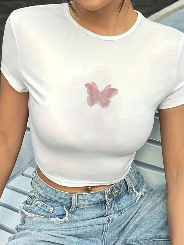 Damen Crop-T-Shirt mit kreativen Schleifen-Details Echo Archiv