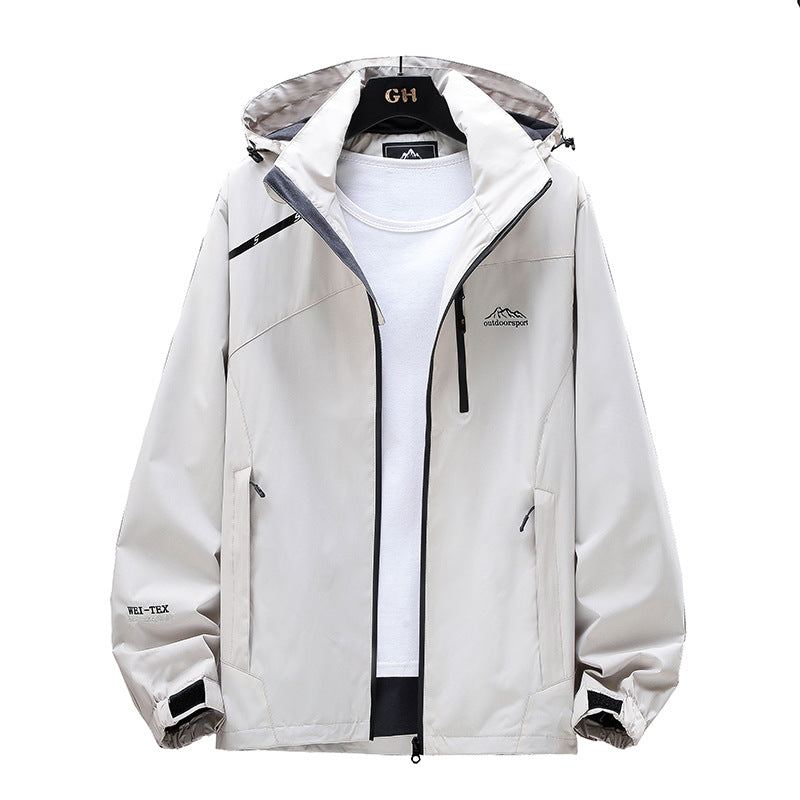 Damen Leichte Wasserabweisende Outdoorjacke mit Kapuze, Brustreißverschluss und verstellbaren Bündchen Echoarchiv
