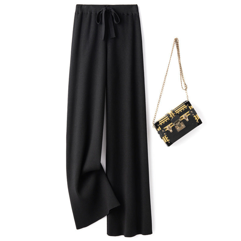 Damen Weite Rippstrick-Hose mit Tunnelzug und fließender Palazzo-Silhouette Echoarchiv