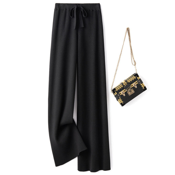 Damen Weite Rippstrick-Hose mit Tunnelzug und fließender Palazzo-Silhouette Echoarchiv