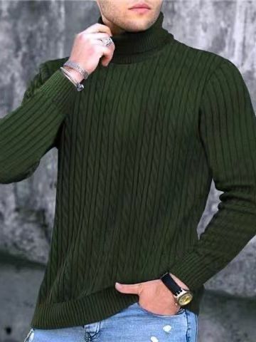 Herren Rollkragenpullover mit strukturiertem Strickmuster Echoarchiv
