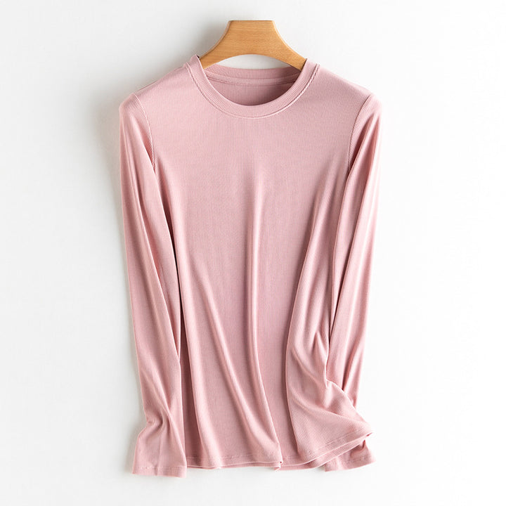 Damen Langarm-Feinrippshirt aus weichem Modal-Baumwollmix mit Rundhalsausschnitt Echo Archiv