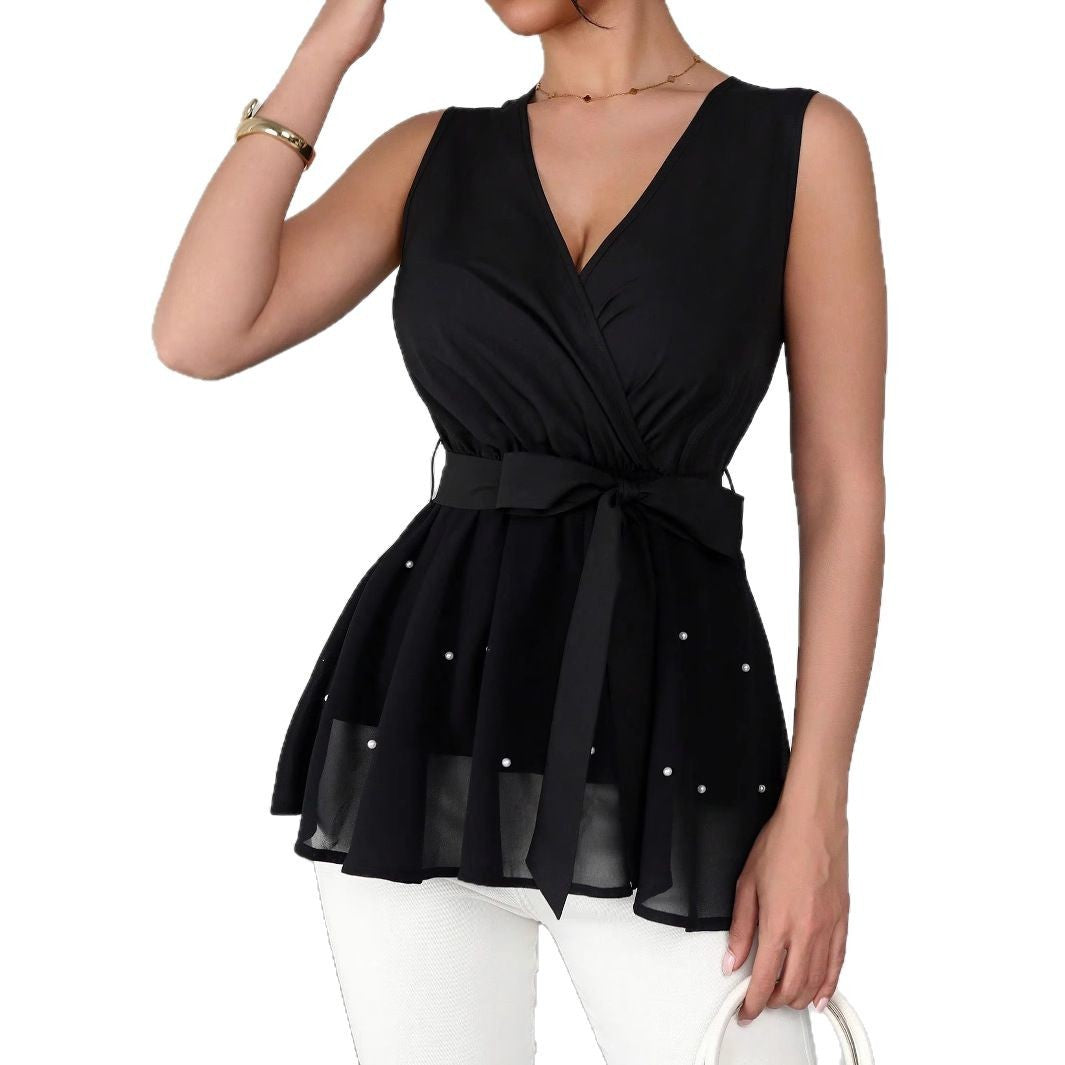 Damen Elegantes Wickeloberteil mit dekorativen Perlen Echo Archiv