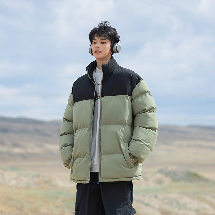Herren Oversize-Steppjacke mit Colourblock-Schulter, hoher Stehkragen & windabweisender Wattierung Echoarchiv