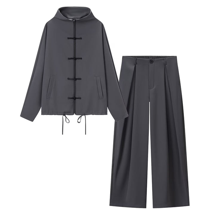 Damen leichte Boxy-Jacke mit Stehkragen, Zipper-Front, Kordelzug und dekorativen Knotenverschlüssen Echo Archiv