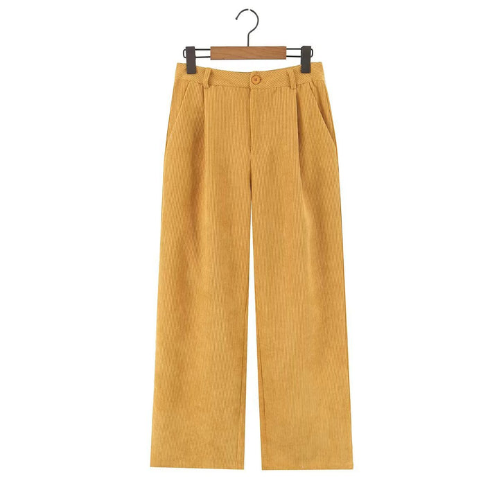 Damen Hochtaillierte Cordhose mit weitem Bein und Bundfalten Echo Archiv