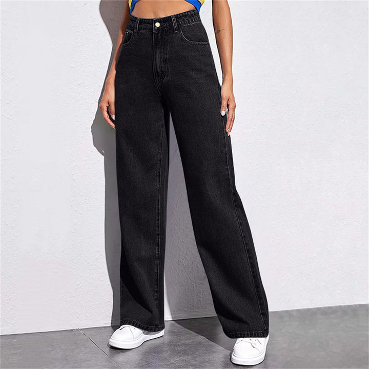 Damen nan hochgeschnittene weite Denim-Hose mit extra weitem Bein und taillierendem Bund Echo Archiv