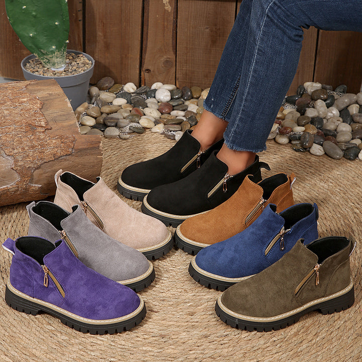 Damen Ankle-Boots mit Profilsohle, seitlichem Reißverschluss und gepolstertem Komfortschaft – Varelle