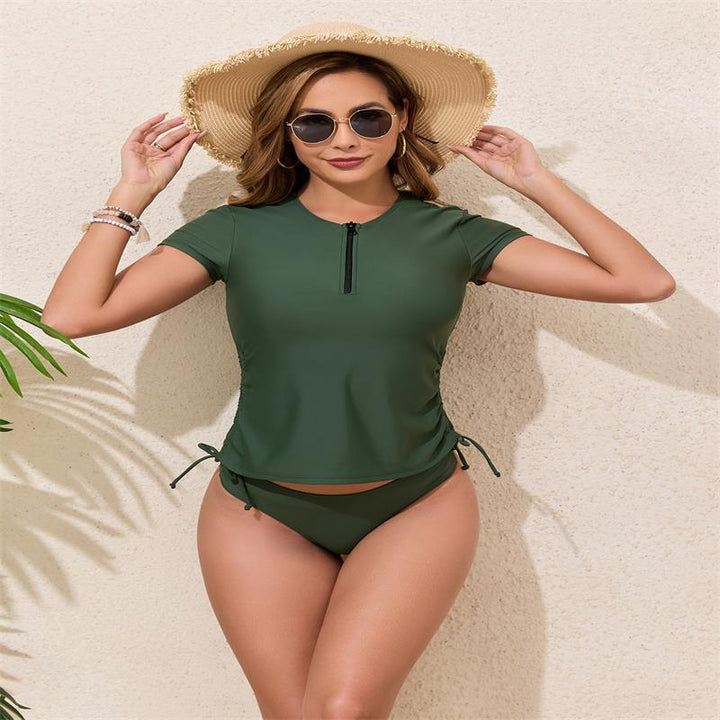 Damen Rashguard-Bikini-Set mit kurzem Arm und verstellbarem Kordelzug Echo Archiv