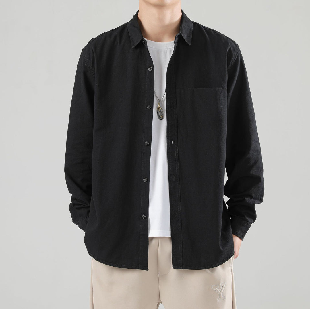 Herren Lockeres Baumwoll-Overshirt mit Brusttasche und leichter Struktur Echo Archiv