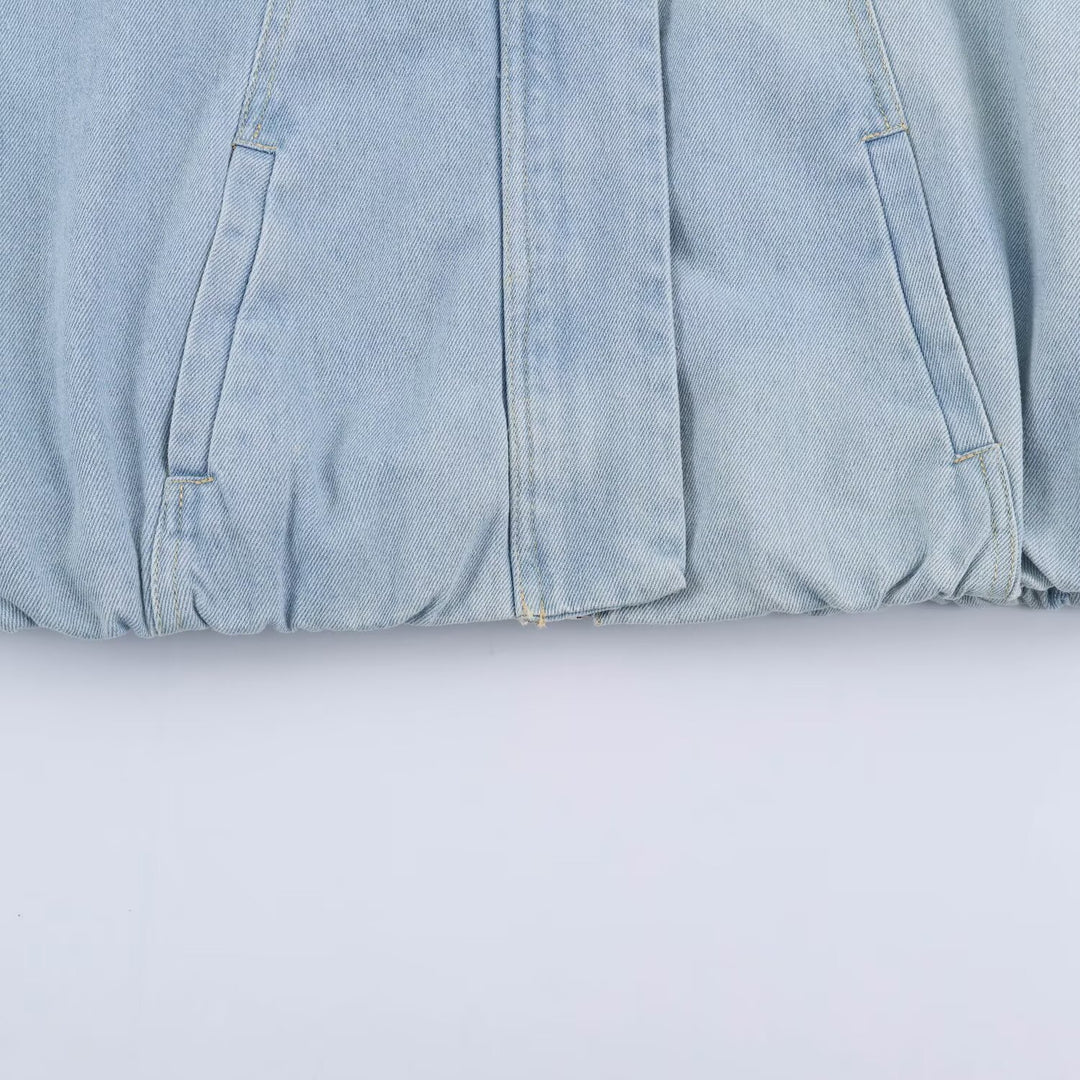Damen Kurzjacke aus leichter Denim‑Qualität mit Raglanärmeln und verdeckter Verschlussleiste Echoarchiv