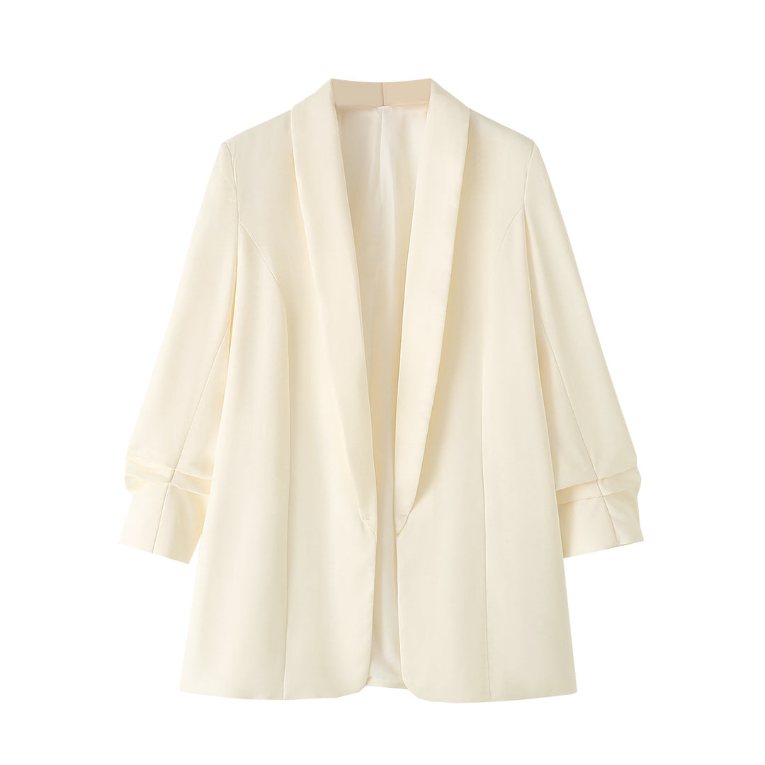 Damen lässiger Oversize-Blazer mit Schalkragen, offenem Schnitt und 3/4-Ärmeln – Valéne