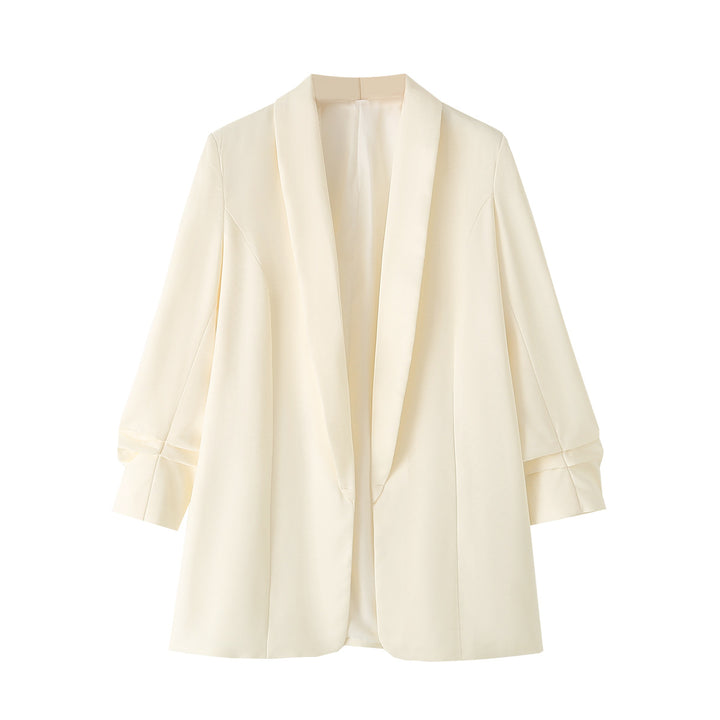 Damen lässiger Oversize-Blazer mit Schalkragen, offenem Schnitt und 3/4-Ärmeln – Valéne