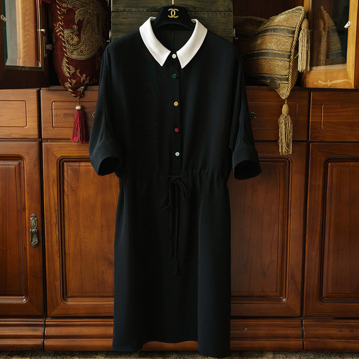 Damen Elegantes Kurzarmkleid mit Taillengürtel Echoarchiv