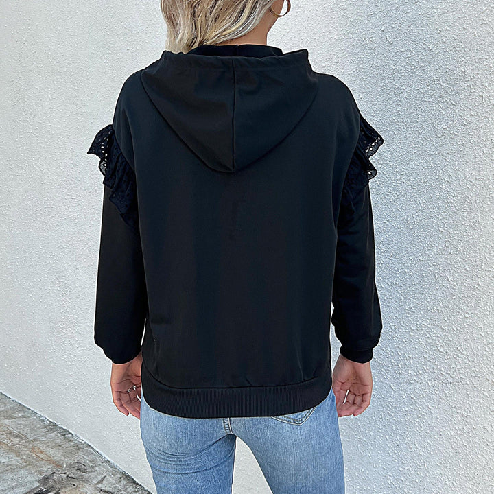 Damen Kapuzenpullover mit Spitzenvolants an den Schultern Echoarchiv