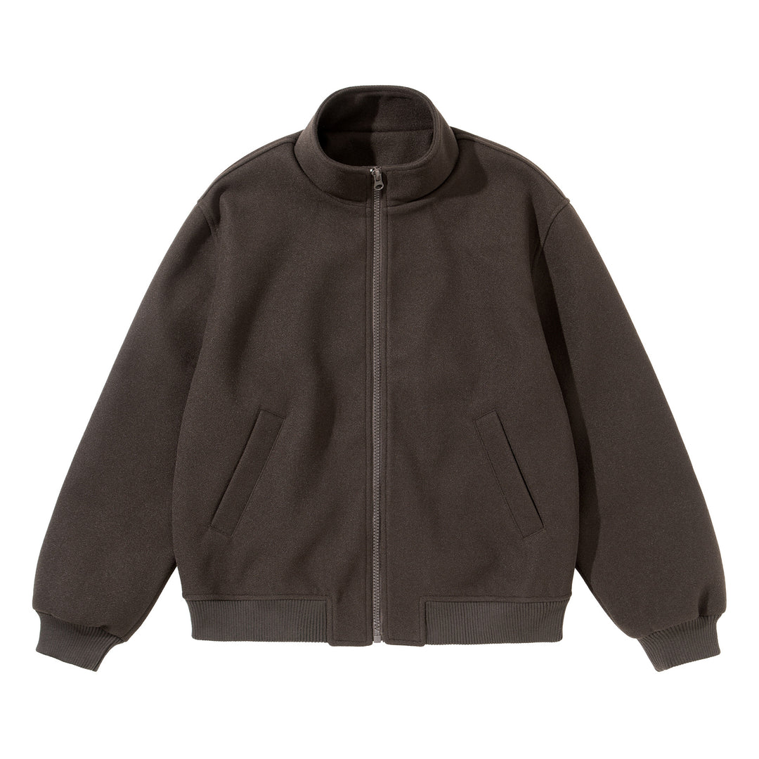 Unisex Kurz geschnittener kastiger Wollmix Blouson mit Stehkragen Echoarchiv
