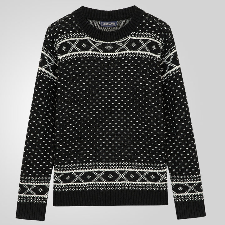 Herren Strickpullover mit traditionellem Norweger-Muster und hohem Kragen Echoarchiv