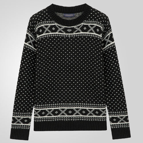 Herren Strickpullover mit traditionellem Norweger-Muster und hohem Kragen Echoarchiv