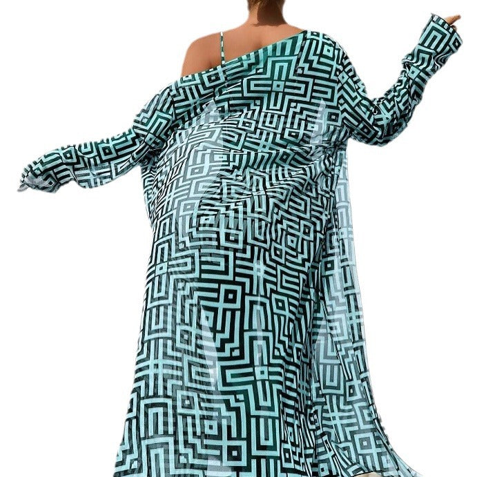 Damen Bunte Bikini- und Kaftan-Kombination Echo Archiv