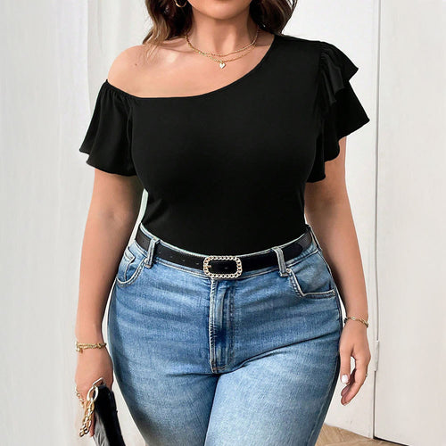 Damen Off-Shoulder Body mit Rüschendetail Echo Archiv