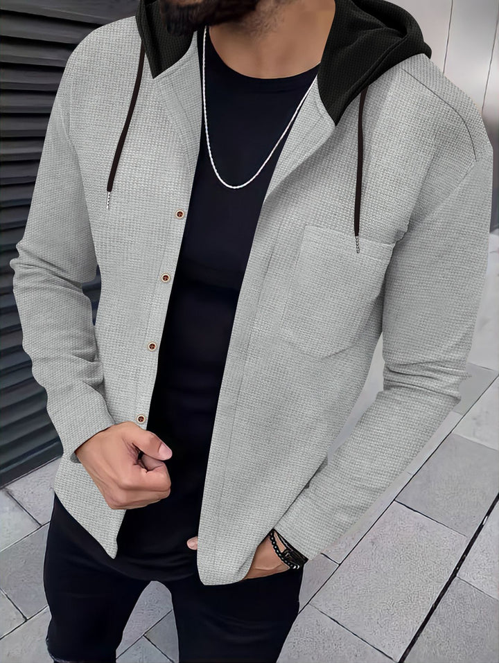 Herren lässiges Hemd mit Kapuze und strukturiertem Design Echoarchiv