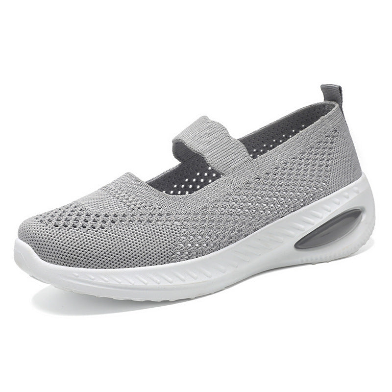 Damen nan gestrickter Mary-Jane Komfort-Sneaker mit elastischem Riemen und sichtbarer Luftkissen-Zwischensohle Echo Archiv