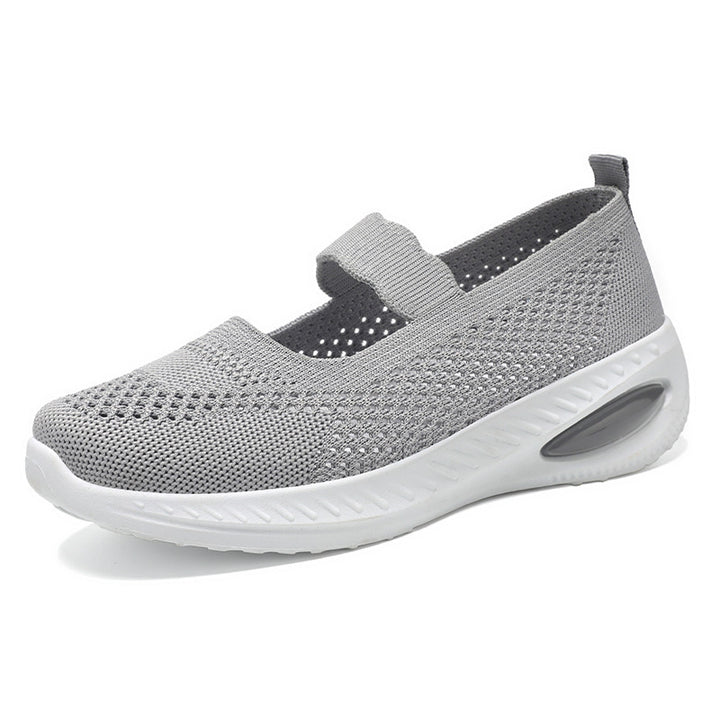 Damen nan gestrickter Mary-Jane Komfort-Sneaker mit elastischem Riemen und sichtbarer Luftkissen-Zwischensohle Echo Archiv
