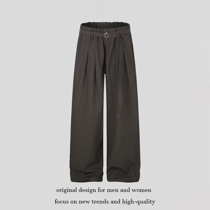 Damen Weite High‑Waist Palazzo‑Hose mit Paperbag‑Bund, Bundfalten und Bindegürtel Echoarchiv