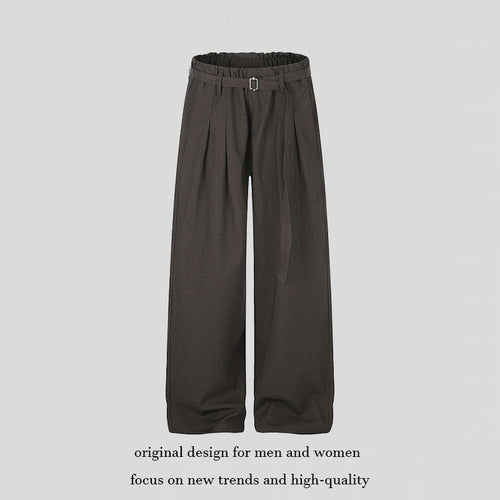Damen Weite High‑Waist Palazzo‑Hose mit Paperbag‑Bund, Bundfalten und Bindegürtel Echoarchiv