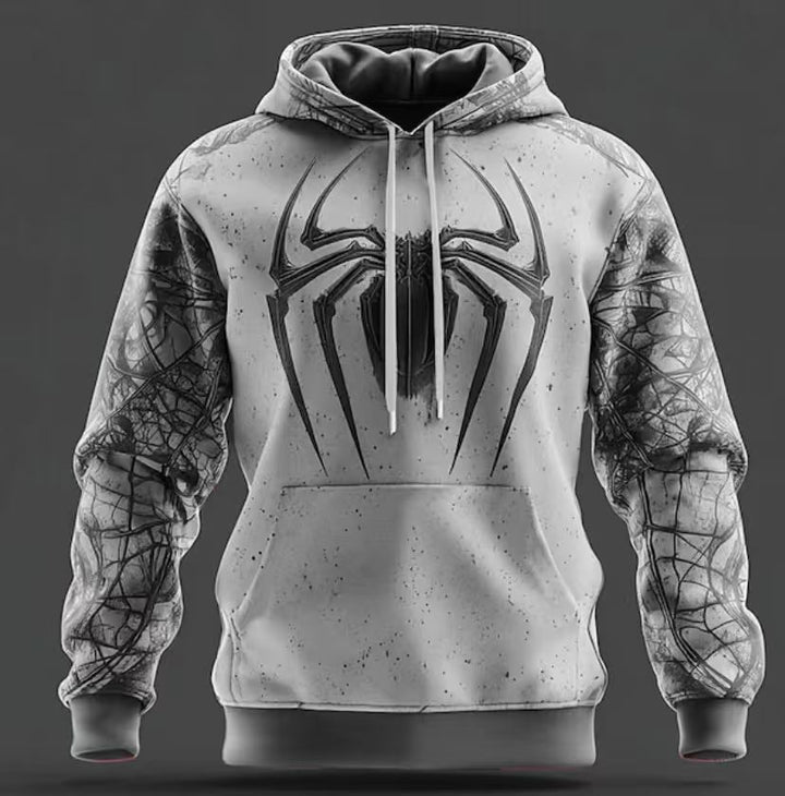 Herren Kapuzenpullover mit einzigartigem Spinnenmotiv und kontrastierenden Ärmeln Echoarchiv