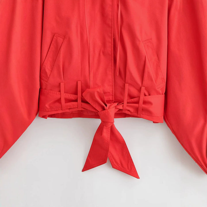 Damen Kurzjacke im Blousonstil mit Bindegürtel und breitem Kragen Echo Archiv