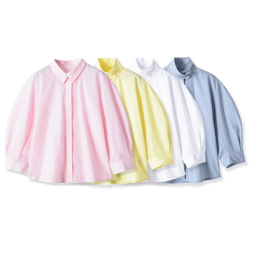 Damen Oversize Bluse mit Stehkragen und verdeckter Knopfleiste Echo Archiv