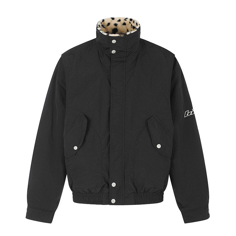 Damen Wattierte Blousonjacke mit Stehkragen und Leo‑Futter Echoarchiv