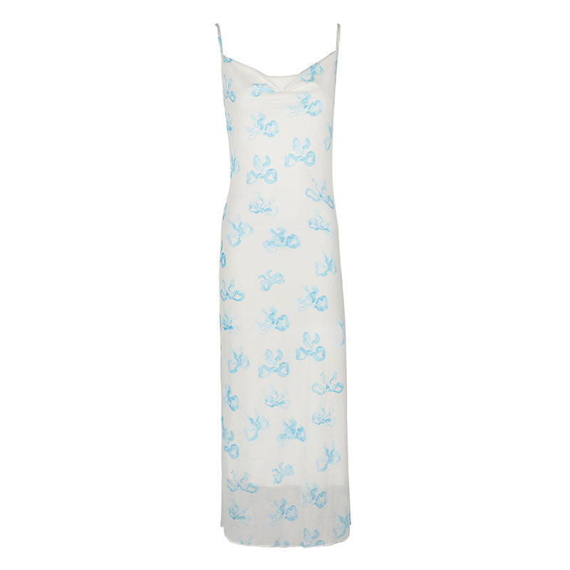 Damen Elegantes Sommerkleid im minimalistischen Stil mit feinen Spaghetti-Trägern Echo Archiv