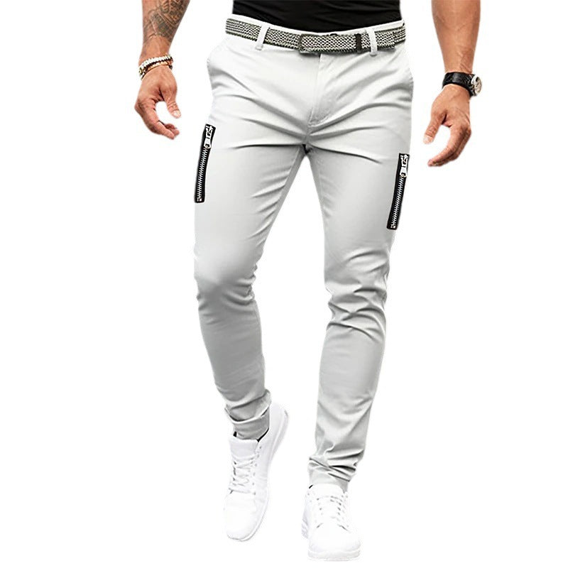 Herren modische Slim-Fit Hose mit Reißverschlusstaschen Echoarchiv