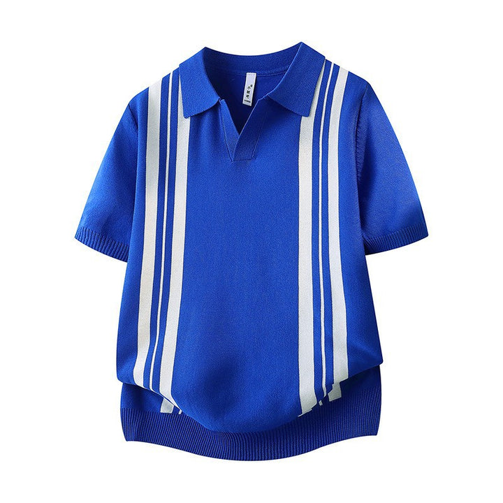 Herrenmode Poloshirt mit kurzen Ärmeln und sportlichen Streifen Echo Archive