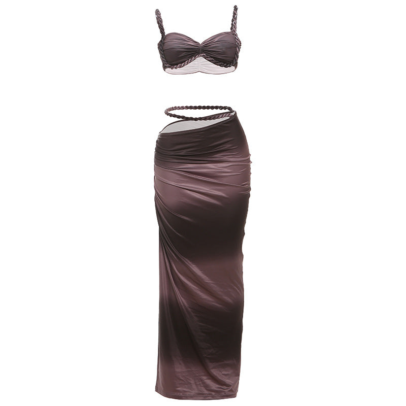 Damen Set mit crop Top und langem Rüschenrock Echo Archiv