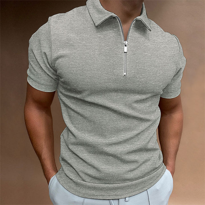 Herren Polohemd mit Reißverschluss und strukturiertem Design Echoarchiv