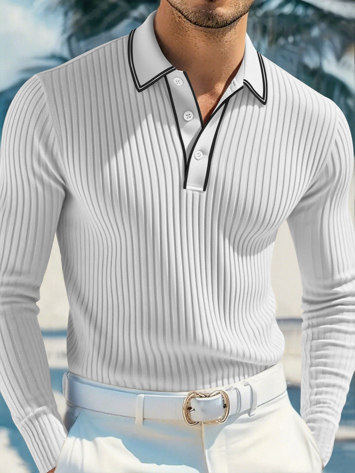 Herren Elegantes Langarm Poloshirt Echo Archiv